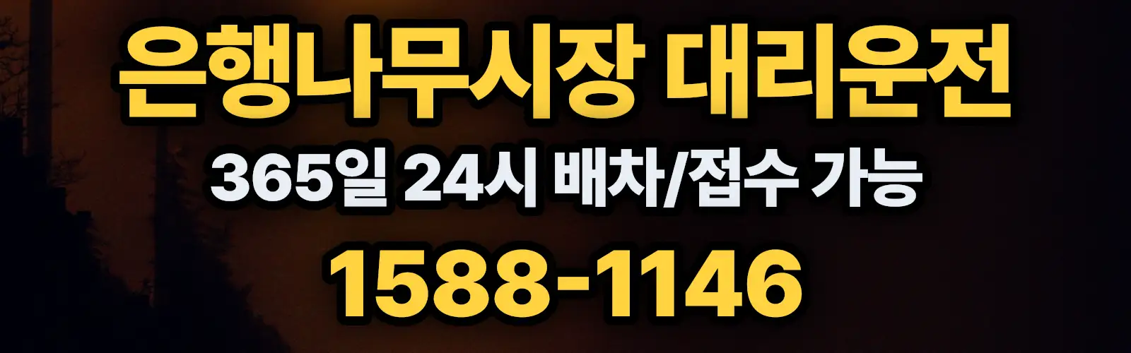 은행나무시장대리운전 365일 24시 배차/접수 가능 1588-1146